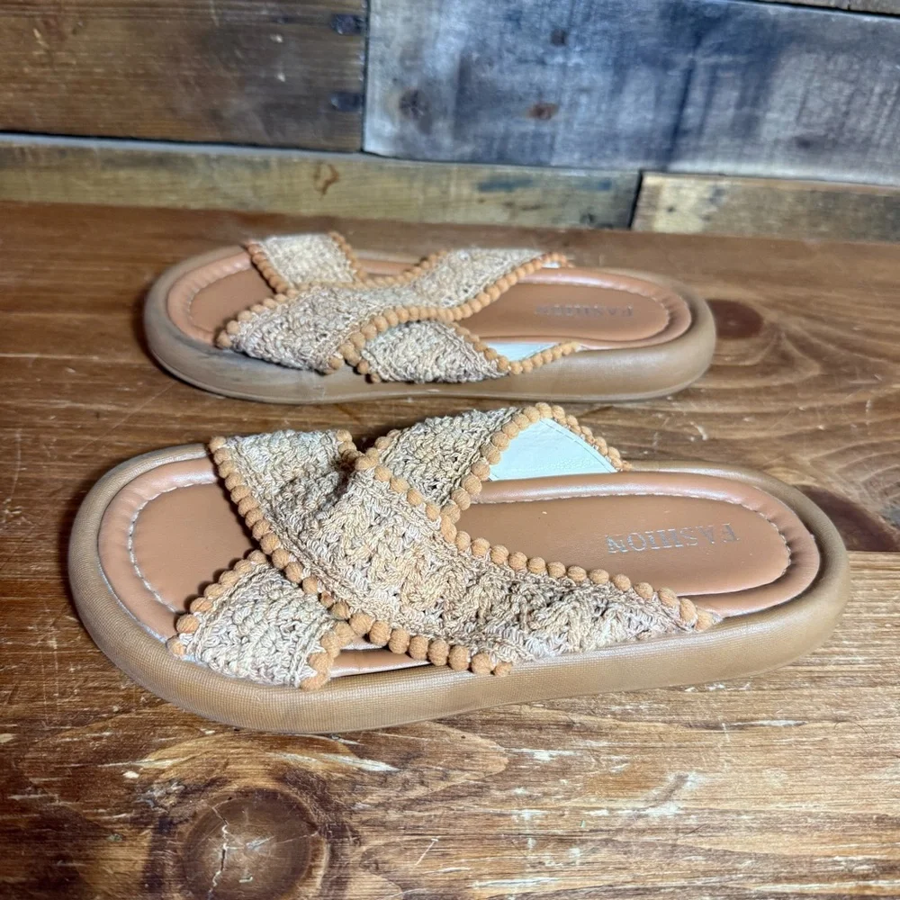 Girls Crochet Sandals Crossover Slides Girls Size‎ 2.5